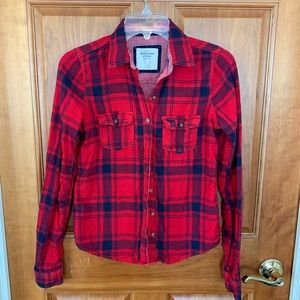 ABERCROMBIE & FITCH Red/blue flannel with gingham